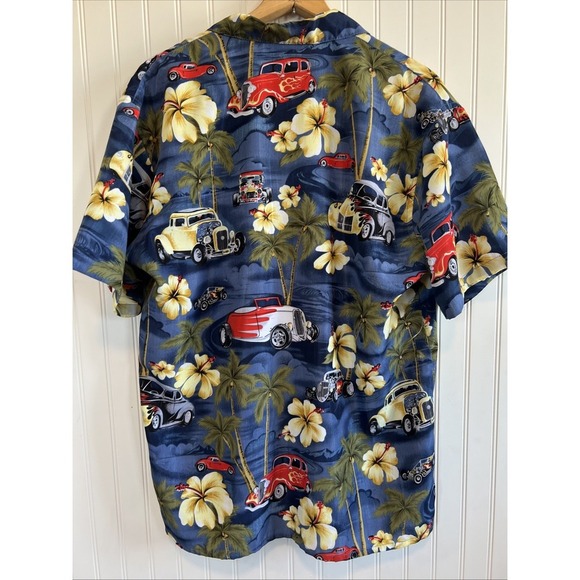 ferugini shirt button Up Men Size XL Haiwian Classic Cars Polyester - Picture 4 of 7